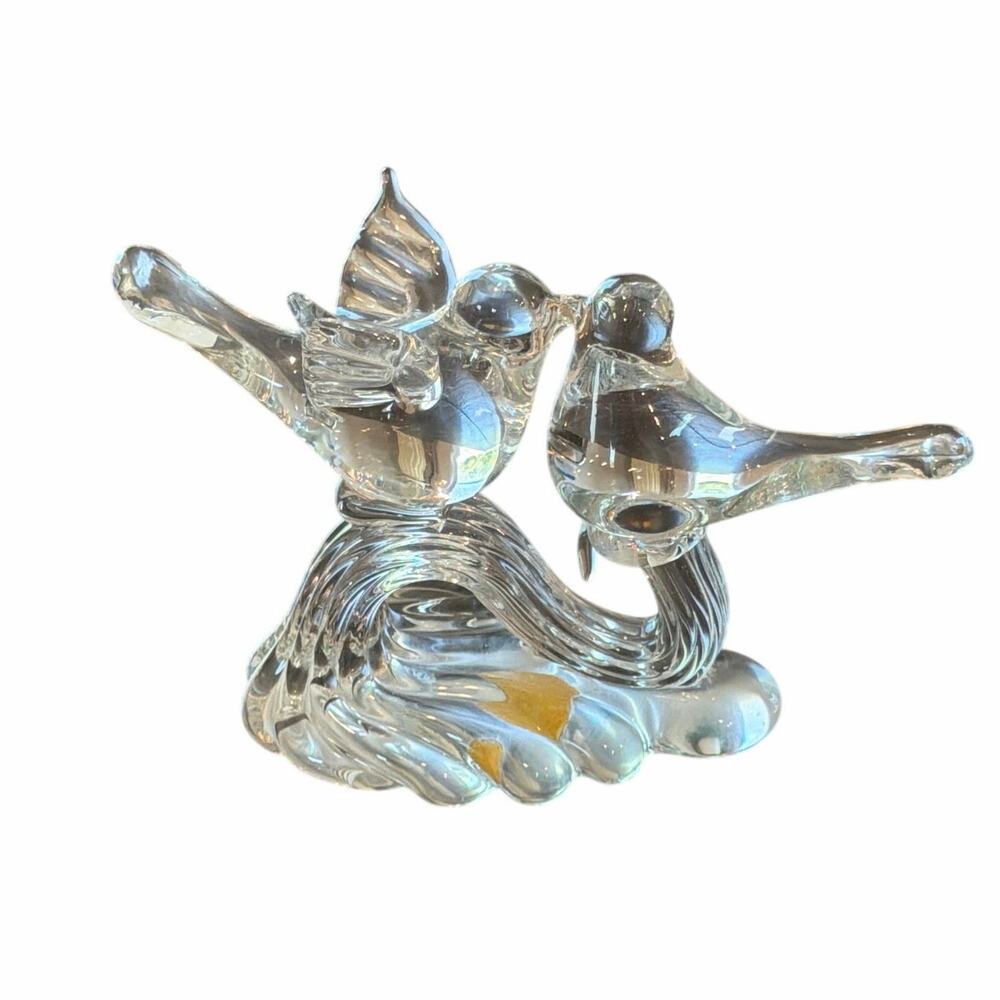 Vintage 1979 Aldon clear solid glass lovebirds